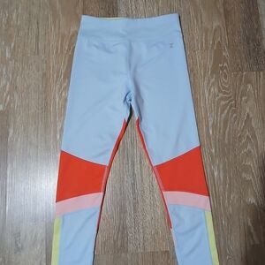 Xersion Quick-Dri Leggings with Yellow and Blue